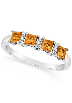 Discount 🔔 Sterling Silver 3mm Princess Cut Citrine Diamond Accent Ring by Belk & Co. ⌛ -DealsBelk & Co. Store Belk 9145