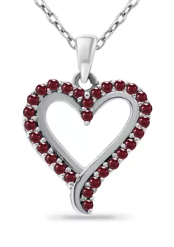 New 🔥 1/3 ct. t.w. Ruby Heart Pendant Necklace in Sterling Silver by Belk & Co. 💯 -DealsBelk & Co. Store Belk 9149