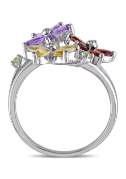 Best Sale 🧨 Multi Gemstone Floral Ring in Sterling Silver by Belk & Co. 🔔 -DealsBelk & Co. Store Belk 9162