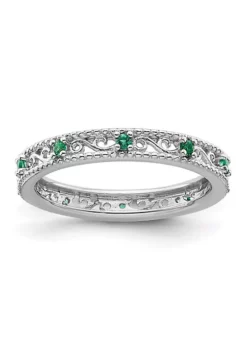 Coupon ⌛ Lab Created 1/8 ct. t.w. Created Emerald Stackable Expressions Ring in Sterling Silver by Belk & Co. 🥰 -DealsBelk & Co. Store Belk 9168