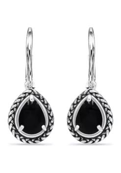 Best Pirce 👍 2.5 ct. t.w. Onyx Drop Earrings, Sterling Silver by Belk & Co. ⌛