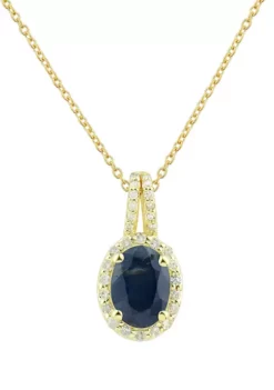 Brand new ❤️ 1/10 ct. t.w. Diamond and Sapphire Pendant Necklace with 18" Singapore Chain in 10K Yellow Gold by Belk & Co. ⌛