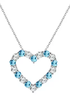 Best Sale ⌛ Created Blue Topaz Heart Pendant Necklace in Sterling Silver by Belk & Co. 🎉