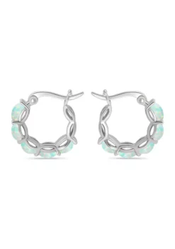 Discount 😀 Lab Created 1 ct. t.w. Synthetic Opal Hoop Earrings, Sterling Silver by Belk & Co. 🛒 -DealsBelk & Co. Store Belk 9188
