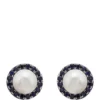 Buy 🌟 5.5 ct. t.w. Freshwater Pearl with 0.74 ct. t.w. Sapphire Earrings in 10k White Gold by Belk & Co. 💯