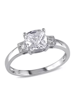 Discount 😍 1.25 ct. t.w. Lab Created White Sapphire Ring with 1/10 ct. t.w. Diamonds in 10K White Gold by Belk & Co. 🎁