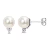 Buy 👏 8-8.5mm Freshwater Cultured Pearl and 1/8 CT TW Diamond Pearl Stud Earrings in Sterling Silver by Belk & Co. 🥰