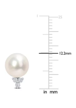 Buy 👏 8-8.5mm Freshwater Cultured Pearl and 1/8 CT TW Diamond Pearl Stud Earrings in Sterling Silver by Belk & Co. 🥰 -DealsBelk & Co. Store Belk 9223