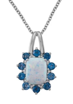 Brand new ๐ฅฐ Diamond Accent, Created Opal, and London Blue Topaz Pendant Necklace in Sterling Silver by Belk & Co. ๐