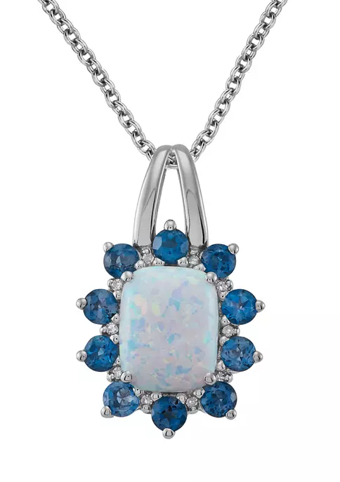 Brand new π₯° Diamond Accent, Created Opal, and London Blue Topaz Pendant Necklace in Sterling Silver by Belk & Co. π 1 Brand new π₯° Diamond Accent, Created Opal, and London Blue Topaz Pendant Necklace in Sterling Silver by Belk & Co. π