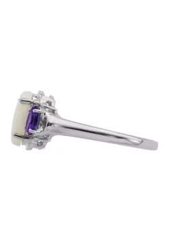 New 🤩 1.10 ct. t.w. Opal and 3/8 ct. t.w. Amethyst Ring in Sterling Silver and 14K Gold True Two-Tone by Belk & Co. ⌛ -DealsBelk & Co. Store Belk 9243