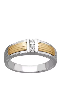 Discount 😉 1/10 ct. t.w. Diamond Band Ring in Sterling Silver and 14k Yellow Gold by Belk & Co. 😍