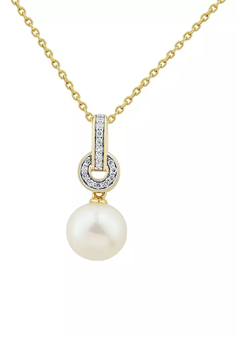 Buy ๐ 1/10 ct. t.w. Diamond and Pearl Pendant in 10K Yellow Gold by Belk & Co. ๐ 1 Buy ๐ 1/10 ct. t.w. Diamond and Pearl Pendant in 10K Yellow Gold by Belk & Co. ๐