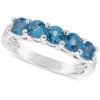 Cheap ⌛ Sterling Silver 4mm Round 5-Stone Blue Topaz Ring by Belk & Co. 👍