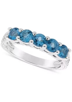 Cheap โ Sterling Silver 4mm Round 5-Stone Blue Topaz Ring by Belk & Co. ๐