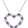 Budget ⌛ Created Amethyst Heart Pendant Necklace in Sterling Silver by Belk & Co. 🌟