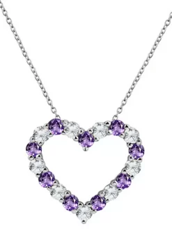 Budget โ Created Amethyst Heart Pendant Necklace in Sterling Silver by Belk & Co. ๐