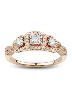 Budget ๐ 1/2 ct. t.w. Champagne and White Diamond Engagement Ring in 14K Rose Gold by Belk & Co. ๐คฉ