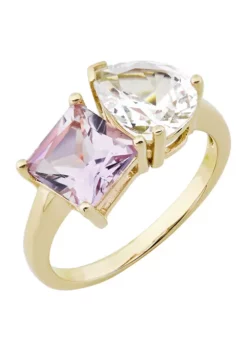 Best deal 🧨 Pink Amethyst and Lab Created White Sapphire Ring in 10K Yellow Gold by Belk & Co. ⌛ -DealsBelk & Co. Store Belk 9312