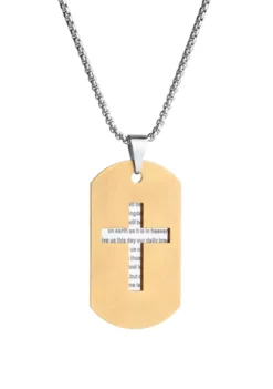 Top 10 🥰 Stainless Lord's Prayer 🦮 Dog Tag Pendant with GIP on 24 Inch Box Chain Necklace by Belk & Co. 🔥