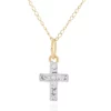 New 🌟 Kids White Crystal Cross Pendant in 14K Yellow Gold by Belk & Co. 👏