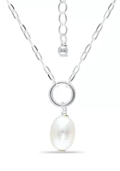 Best deal 😉 Oval Fresh Water Pearl Paper Clip Chain Necklace, Sterling Silver by Belk & Co. 🌟