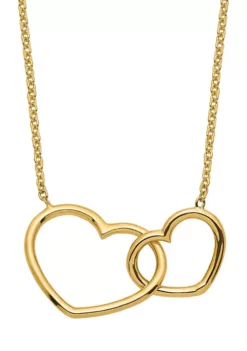 New ⭐ 14K Yellow Gold Polished Double Heart Necklace by Belk & Co. 🤩
