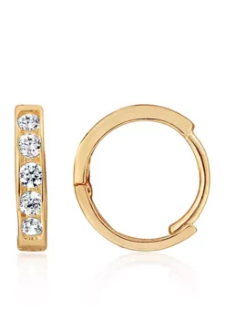 New 👏 Kids Cubic Zirconia Hoop Earrings in 14K Yellow Gold by Belk & Co. 🌟