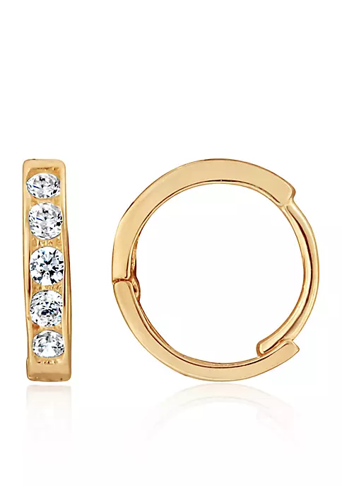 New 👏 Kids Cubic Zirconia Hoop Earrings in 14K Yellow Gold by Belk & Co. 🌟 2 New 👏 Kids Cubic Zirconia Hoop Earrings in 14K Yellow Gold by Belk & Co. 🌟 - Image 2