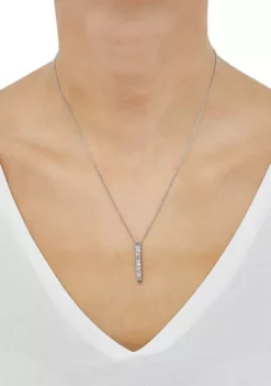 Buy 🤩 Created White Sapphire Necklace in Sterling Silver with 18" Cable Chain by Belk & Co. 🔥 -DealsBelk & Co. Store Belk 9359