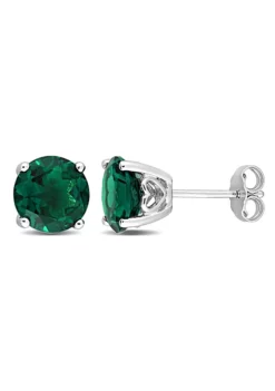 Best Sale 🤩 Lab Created 3.75 CT TGW Created Emerald Stud Earrings in Sterling Silver by Belk & Co. ❤️ -DealsBelk & Co. Store Belk 9371