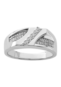 Hot Sale ๐ Men's 1/3 ct. t.w. Diamond Ring in Rhodium Plated Sterling Silver by Belk & Co. โ๏ธ