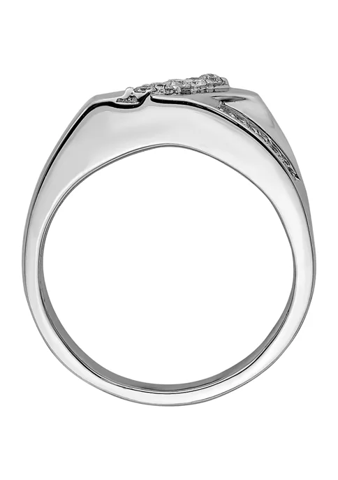 Hot Sale ๐ Men's 1/3 ct. t.w. Diamond Ring in Rhodium Plated Sterling Silver by Belk & Co. โ๏ธ 2 Hot Sale ๐ Men's 1/3 ct. t.w. Diamond Ring in Rhodium Plated Sterling Silver by Belk & Co. โ๏ธ - Image 2