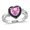 Best reviews of 🤩 Lab Created Created Pink Sapphire, Black Spinel and Diamond Heart Ring in Sterling Silver by Belk & Co. 🎉