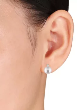 Best reviews of 🔔 8-9 Millimeter Cultured Freshwater Pearl and 1/10 ct. t.w. Diamond Stud Earrings in 14k Yellow Gold by Belk & Co. 🥰 -DealsBelk & Co. Store Belk 9431