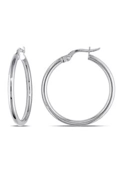 Best Pirce 🤩 Rounded Hoop Earrings in 10K Polished White Gold by Belk & Co. 🤩