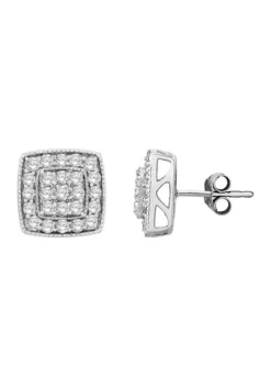 Best Pirce 🧨 1 ct. t.w. Diamond Square Stud Earrings in Sterling Silver by Belk & Co. ✔️ -DealsBelk & Co. Store Belk 945