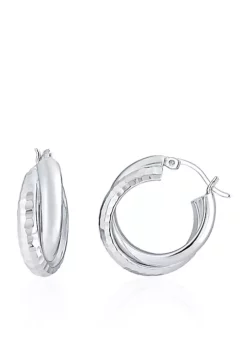 Cheap โญ Sterling Silver Double Hoop Earrings by Belk & Co. ๐