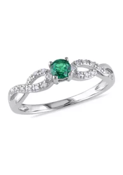 Best reviews of ⭐ 1/10 ct. t.w. Created Emerald and 1/10 ct. t.w. Diamond Infinity Engagement Ring in Sterling Silver by Belk & Co. 👏