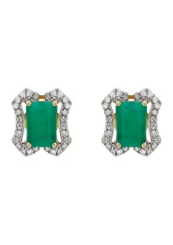 Best Sale 🧨 1/6 ct. t.w. Diamond and 1.2 ct. t.w. Emerald Stud Earrings in 14K Yellow Gold by Belk & Co. 🧨 -DealsBelk & Co. Store Belk 9472