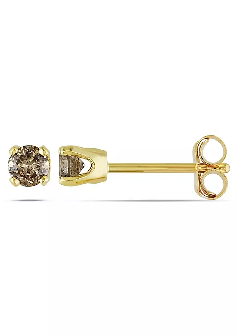New 🎉 1/4 ct. t.w. Brown Diamond Stud Earrings in 10K Yellow Gold by Belk & Co. 🎉 5 New 🎉 1/4 ct. t.w. Brown Diamond Stud Earrings in 10K Yellow Gold by Belk & Co. 🎉 - Image 5