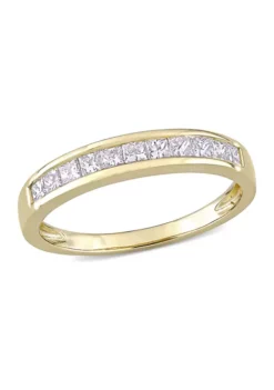 Best Sale ❤️ 1/2 CT TW Channel Set Princess Cut Diamond Anniversary Band in 14k Yellow Gold by Belk & Co. 🔔