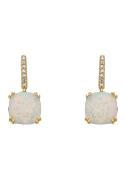 Wholesale 😍 Created Opal and Diamond Earrings in 10k Yellow Gold by Belk & Co. 🛒 -DealsBelk & Co. Store Belk 953