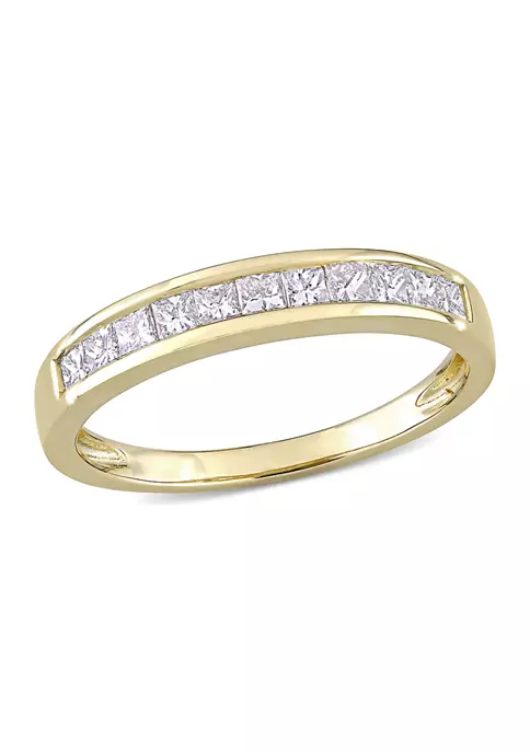 Best Sale ❤️ 1/2 CT TW Channel Set Princess Cut Diamond Anniversary Band in 14k Yellow Gold by Belk & Co. 🔔 6 Best Sale ❤️ 1/2 CT TW Channel Set Princess Cut Diamond Anniversary Band in 14k Yellow Gold by Belk & Co. 🔔 - Image 6