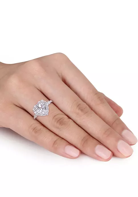 Top 10 ๐ 3.0 ct. t.w. Created White Sapphire and Diamond-Accent Halo Heart Engagement Ring in 10k White Gold by Belk & Co. ๐ฏ 3 Top 10 ๐ 3.0 ct. t.w. Created White Sapphire and Diamond-Accent Halo Heart Engagement Ring in 10k White Gold by Belk & Co. ๐ฏ - Image 3