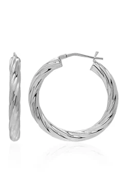 Cheapest 👏 Twist Hoop Earrings in Sterling Silver by Belk & Co. ⭐