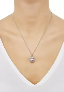 Promo ⭐ Nano Morganite and Created White Sapphire Pendant Necklace in Sterling Silver by Belk & Co. 👏 -DealsBelk & Co. Store Belk 9584