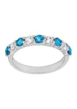 Coupon ✨ Lab Created Swiss Blue Topaz and Lab Created White Sapphire Ring in Sterling Silver by Belk & Co. 💯