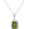 Promo ❤️ Sterling Silver 6x4mm Emerald Cut Peridot Diamond Accent Halo Pendant Necklace by Belk & Co. 😍