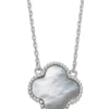 Wholesale ❤️ 18 Millimeter 👩 Mother of Pearl Clover Shaped 18 Inch Necklace in Sterling Silver by Belk & Co. 🎉